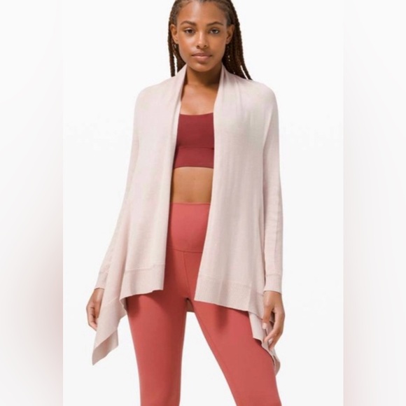 LULULEMON cashlu knit wrap pink bliss cardigan sweater M/L - Picture 2 of 10